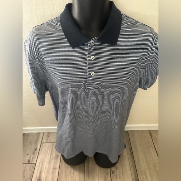 Lands' End Other - Men’s used polo shirt black striped Lands End puma cotton tailored fit size L